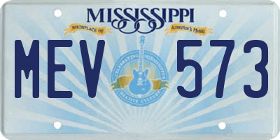 MS license plate MEV573
