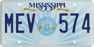 MS license plate MEV574