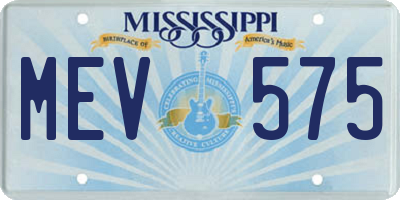 MS license plate MEV575
