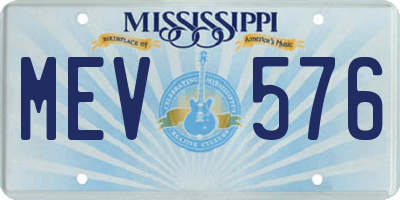 MS license plate MEV576