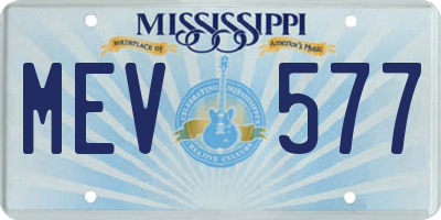 MS license plate MEV577