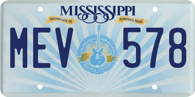 MS license plate MEV578