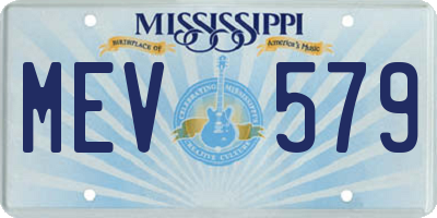 MS license plate MEV579