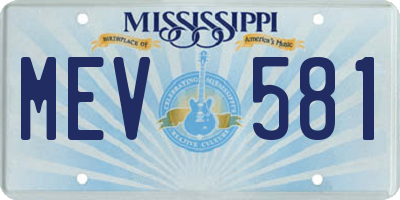 MS license plate MEV581