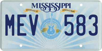 MS license plate MEV583