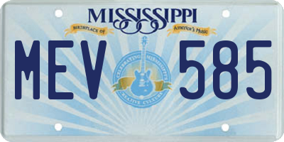 MS license plate MEV585