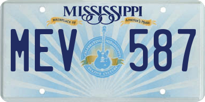 MS license plate MEV587