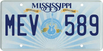 MS license plate MEV589