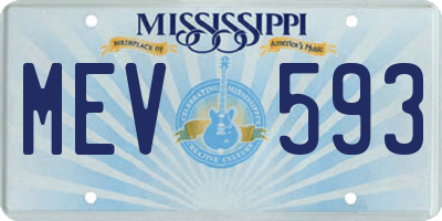 MS license plate MEV593
