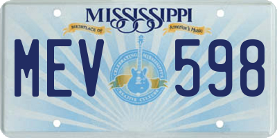 MS license plate MEV598
