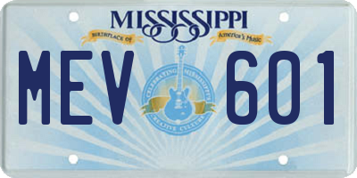 MS license plate MEV601