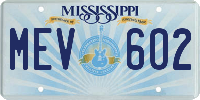 MS license plate MEV602