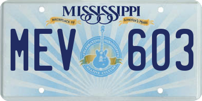MS license plate MEV603