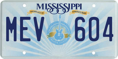 MS license plate MEV604