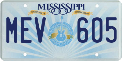 MS license plate MEV605