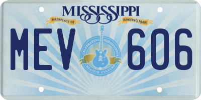 MS license plate MEV606