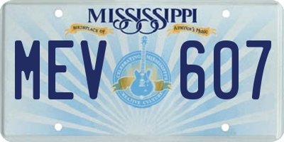 MS license plate MEV607