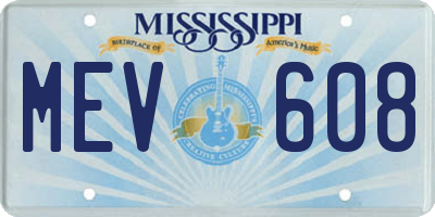 MS license plate MEV608