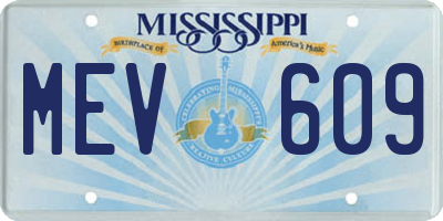 MS license plate MEV609