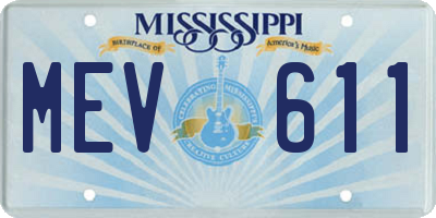 MS license plate MEV611