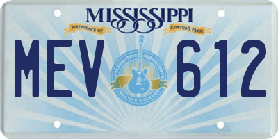MS license plate MEV612