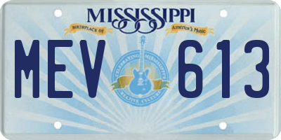 MS license plate MEV613