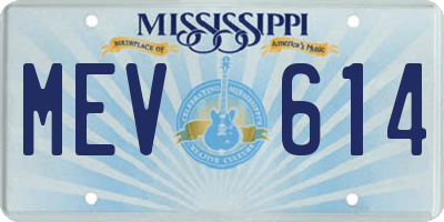 MS license plate MEV614