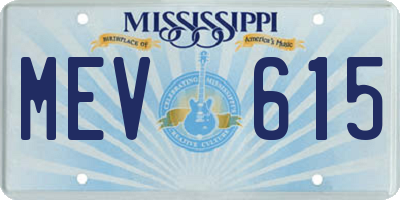MS license plate MEV615