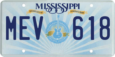 MS license plate MEV618