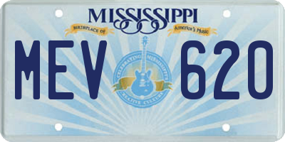 MS license plate MEV620