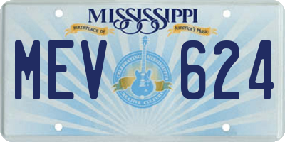 MS license plate MEV624