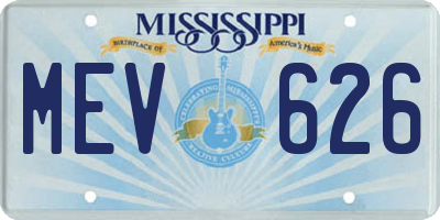 MS license plate MEV626