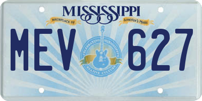 MS license plate MEV627