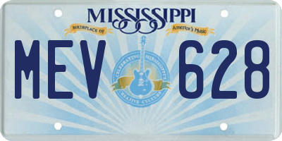 MS license plate MEV628