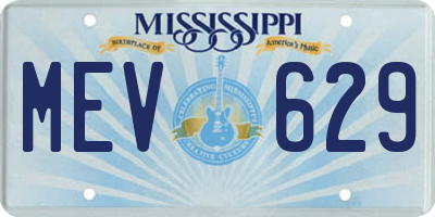 MS license plate MEV629