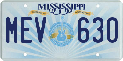 MS license plate MEV630