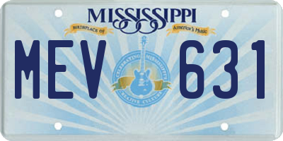 MS license plate MEV631