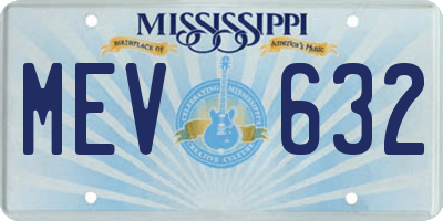 MS license plate MEV632