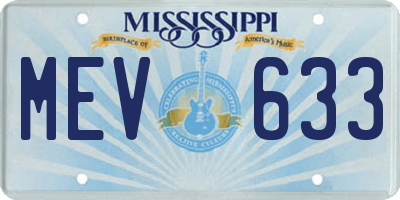 MS license plate MEV633