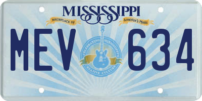 MS license plate MEV634