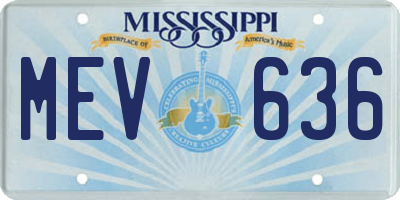 MS license plate MEV636