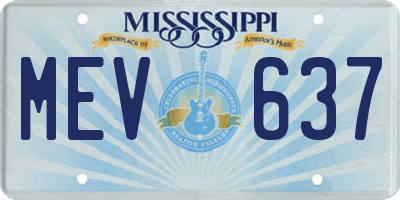 MS license plate MEV637