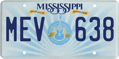 MS license plate MEV638