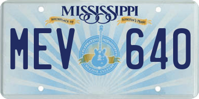 MS license plate MEV640