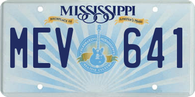 MS license plate MEV641