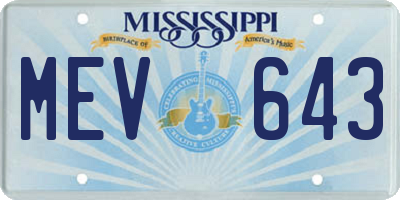MS license plate MEV643