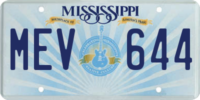 MS license plate MEV644
