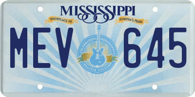 MS license plate MEV645