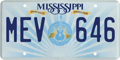 MS license plate MEV646