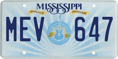 MS license plate MEV647